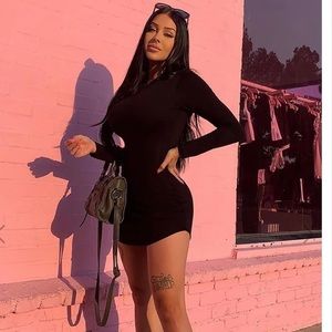 WORN ONCE mini dress black long sleeve